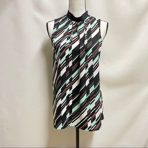 NWOT Sleeveless Mock-Neck Top Multi Striped